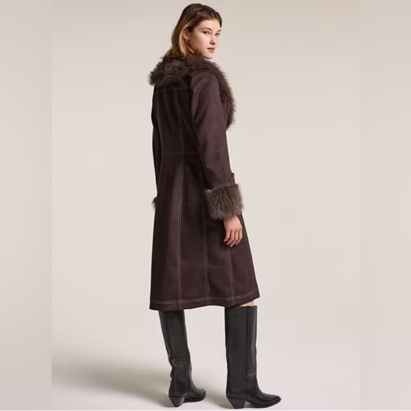 Old Navy x Anna Sui Brown Faux Fur-Trimmed Women's Coat Limited Edition Medium - Picture 2 of 2